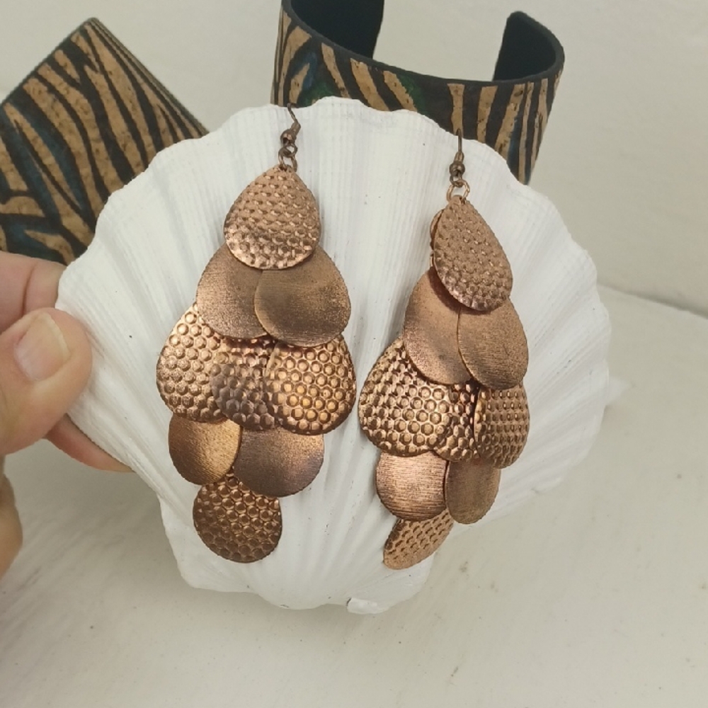 Paparazzi Cascading Copper Tear Drop Dangling Earrings